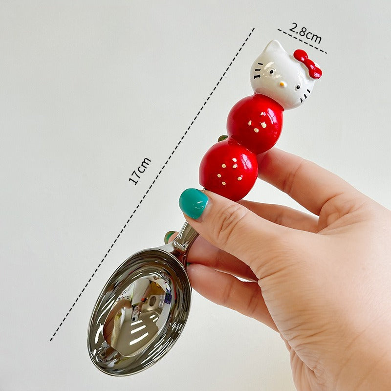 Hello Kitty Cute Spoon Set - 304 Stainless Steel with Cartoon Resin Handle
