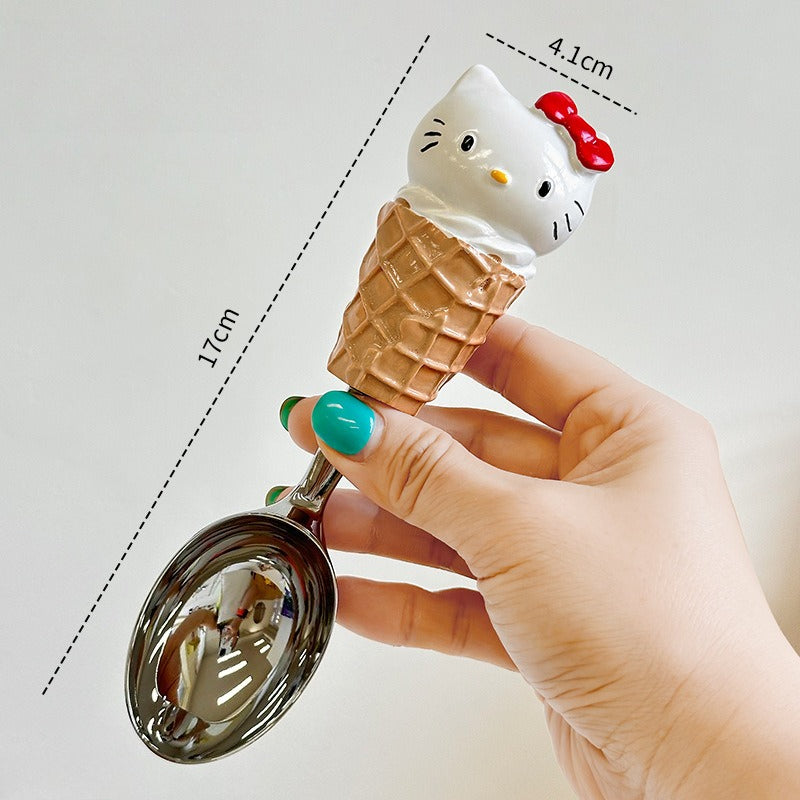 Hello Kitty Cute Spoon Set - 304 Stainless Steel with Cartoon Resin Handle