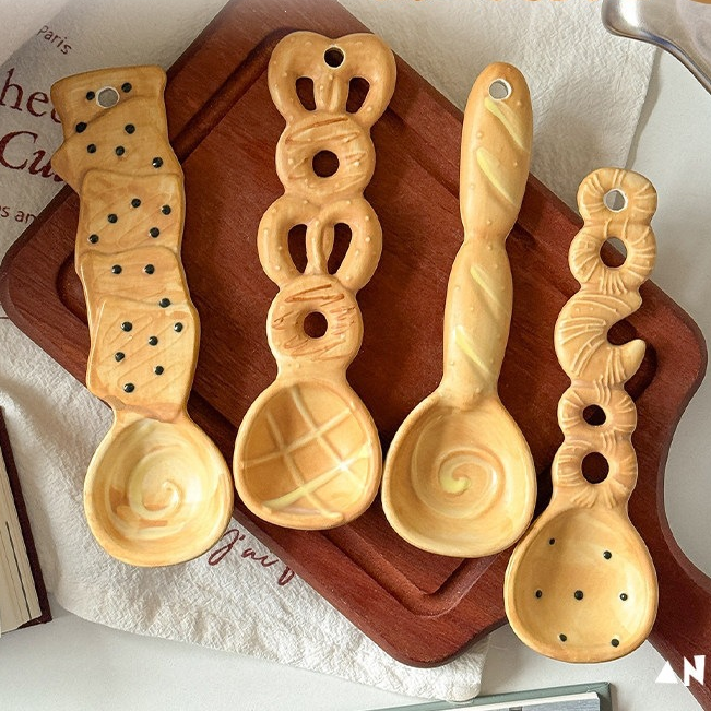 Handmade cute bread shape ceramic spoon