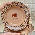 Cute Hello Kitty Leopard Print Ceramic Soup Plate