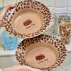 Cute Hello Kitty Leopard Print Ceramic Soup Plate