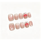Soft Pink Apple Cat Eye Press On Nails | Nude Short Oval False Nails