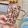 Cute Kitty Leopard Ceramic Heart Grip Cup · Kitty Leopard Heart Grip Cup