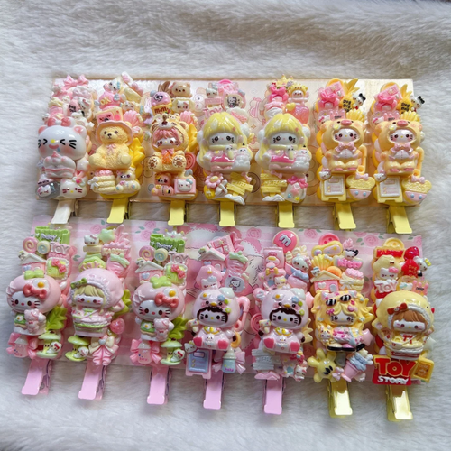 Cute Handmade Cream Glue Hair Clips