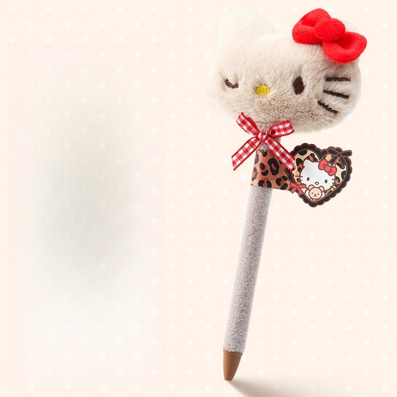 Cute Plush Bread‑Head Cat Retractable Gel Pen | Kawaii Stress Relief Quick‑Dry Black Ink Pen