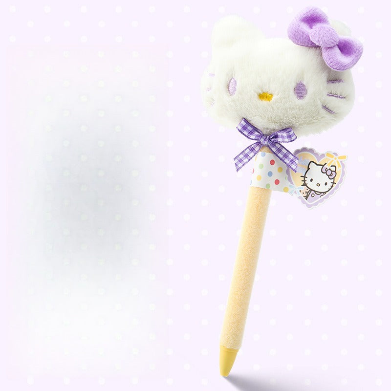 Cute Plush Bread‑Head Cat Retractable Gel Pen | Kawaii Stress Relief Quick‑Dry Black Ink Pen