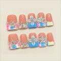 Y2K 3D Flower Star Press On Nails | Colorful French Tip False Nails