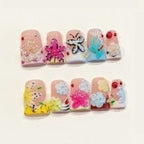 Cute 3D Butterfly Flower Press On Nails | Pink Short Square False Nails