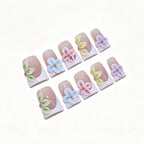 Elegant 3D Floral Press On Nails | Nude White French Tip Daily False Nails