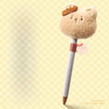 Cute Plush Bread‑Head Cat Retractable Gel Pen | Kawaii Stress Relief Quick‑Dry Black Ink Pen