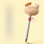 Cute Plush Bread‑Head Cat Retractable Gel Pen | Kawaii Stress Relief Quick‑Dry Black Ink Pen