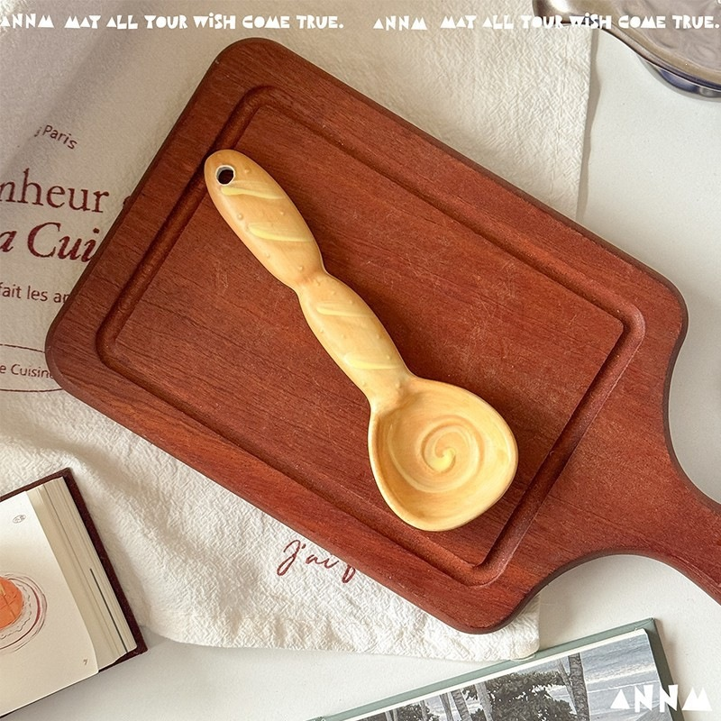Handmade cute bread shape ceramic spoon