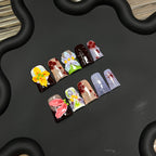 Whimsical 3D Flower Press On Nails | Dark Floral Short Square False Nails