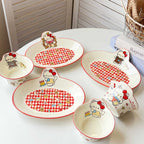 Cute Kitten Ceramic Plate Ins Style Cartoon Cat Breakfast Dessert Fruit Serving Plate