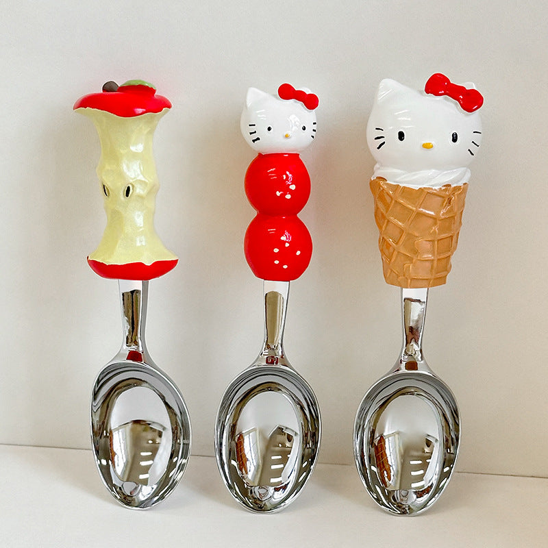 Hello Kitty Cute Spoon Set - 304 Stainless Steel with Cartoon Resin Handle