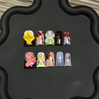 Whimsical 3D Flower Press On Nails | Dark Floral Short Square False Nails