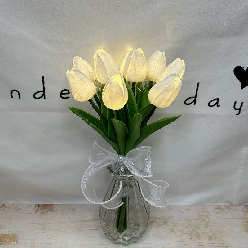 LED Tulip Bouquet Table Lamp - Romantic Artificial Flower Night Light