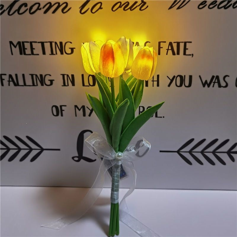 LED Tulip Bouquet Table Lamp - Romantic Artificial Flower Night Light