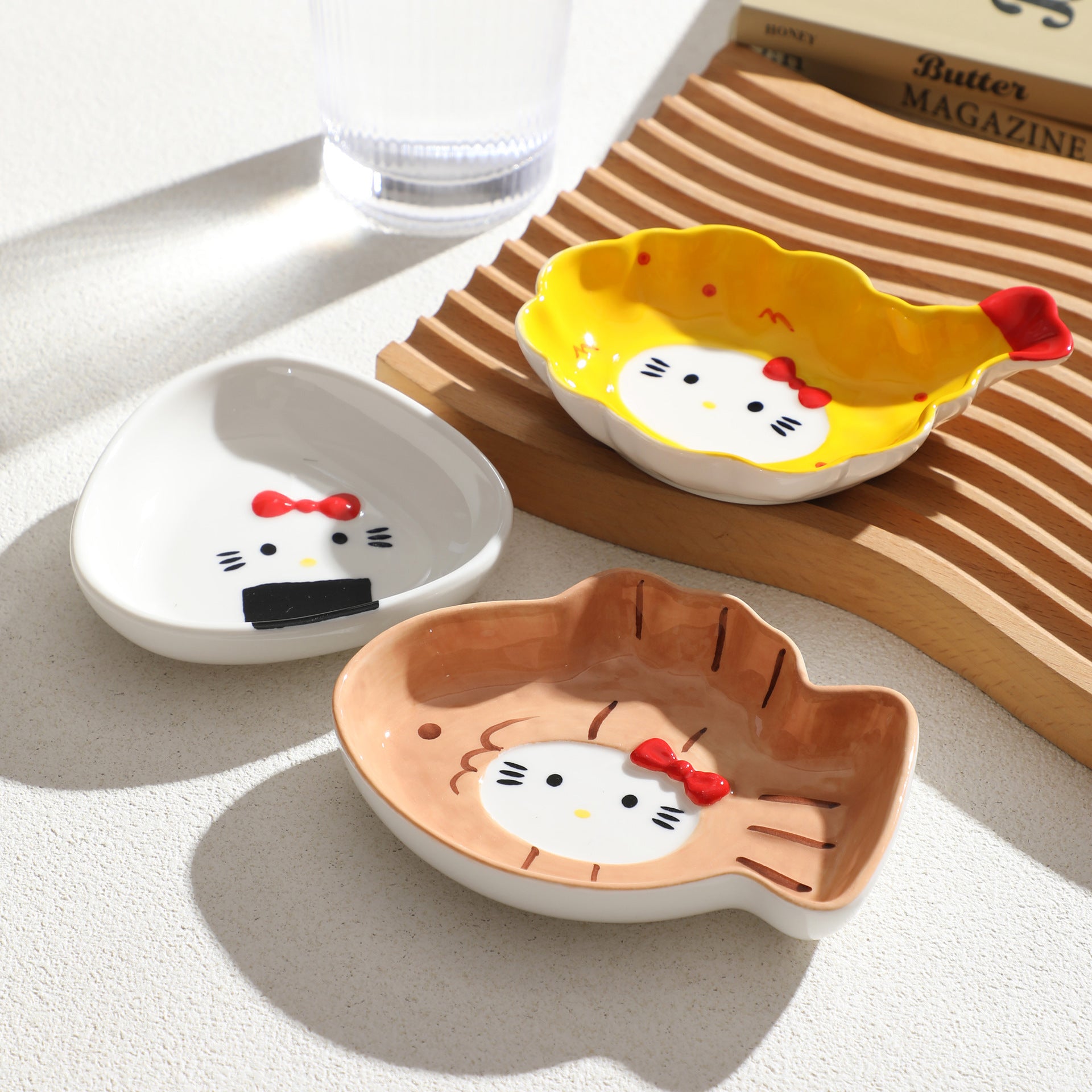 Hello Kitty Shaped Ceramic Dipping Dishes | Multi‑Use Kawaii Trinket Sauce Plates