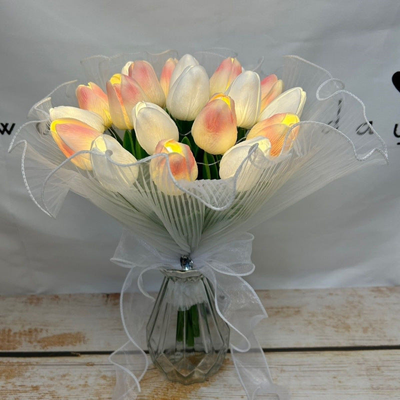 LED Tulip Bouquet Table Lamp - Romantic Artificial Flower Night Light