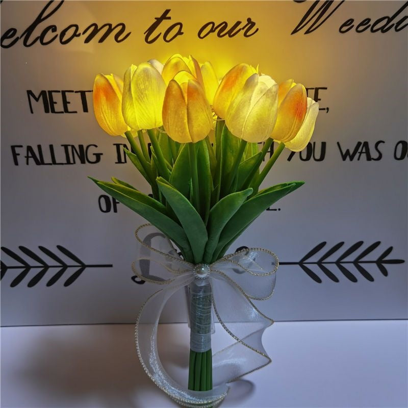 LED Tulip Bouquet Table Lamp - Romantic Artificial Flower Night Light