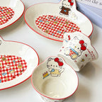 Cute Kitten Ceramic Plate Ins Style Cartoon Cat Breakfast Dessert Fruit Serving Plate