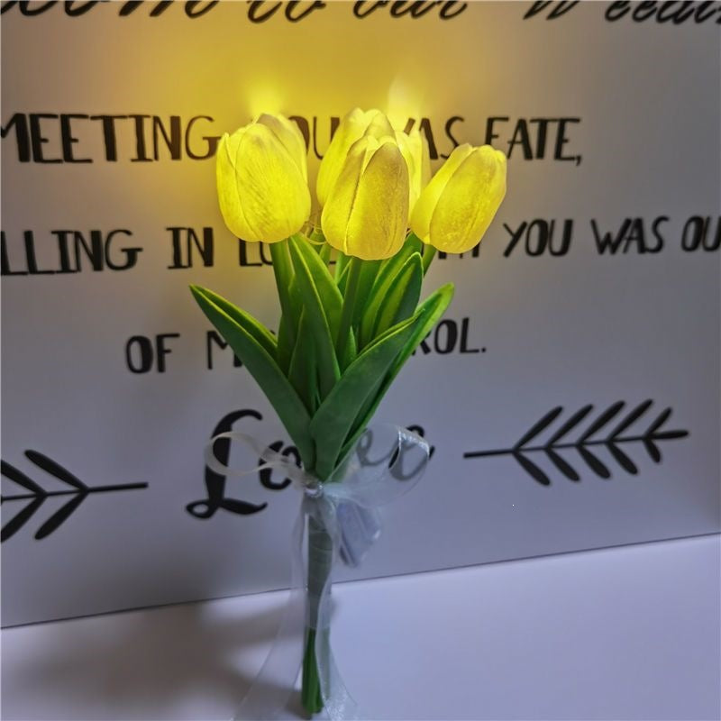 LED Tulip Bouquet Table Lamp - Romantic Artificial Flower Night Light