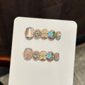 Luxury Nude Cat Eye Press On Nails | 3D Flower Crystal False Nails