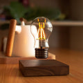 Magnetic Levitating Bulb Lamp - Touch Control LED Floating Light with Wooden Base
