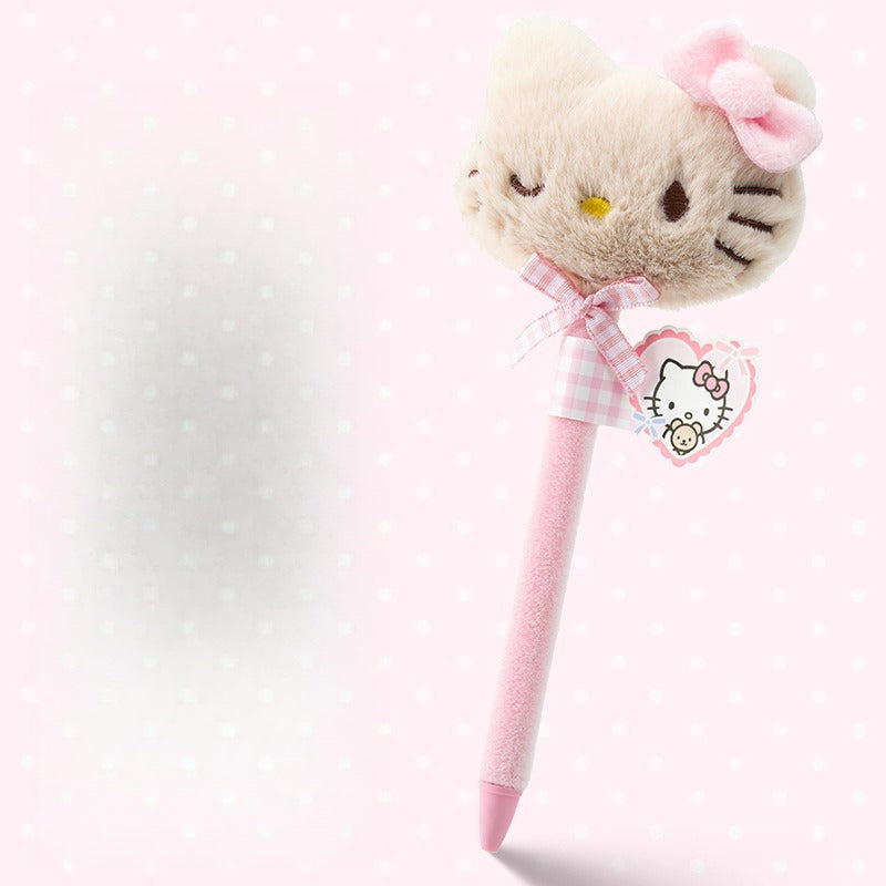 Cute Plush Bread‑Head Cat Retractable Gel Pen | Kawaii Stress Relief Quick‑Dry Black Ink Pen