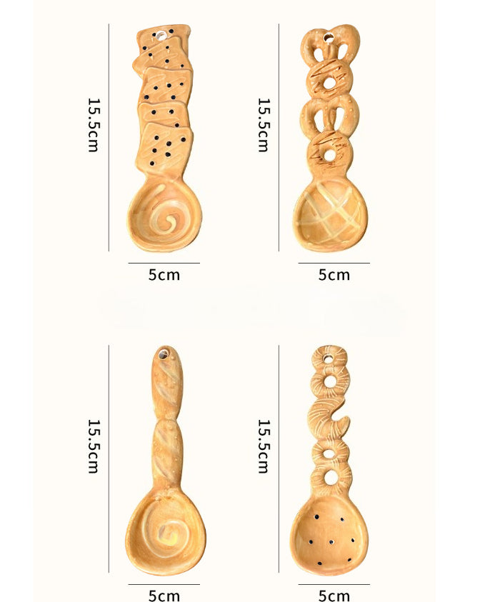 Handmade cute bread shape ceramic spoon