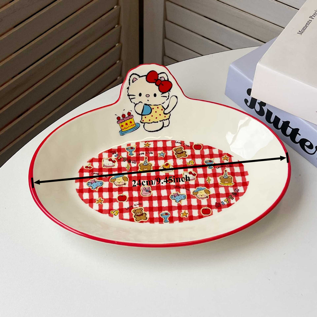 Cute Kitten Ceramic Plate Ins Style Cartoon Cat Breakfast Dessert Fruit Serving Plate