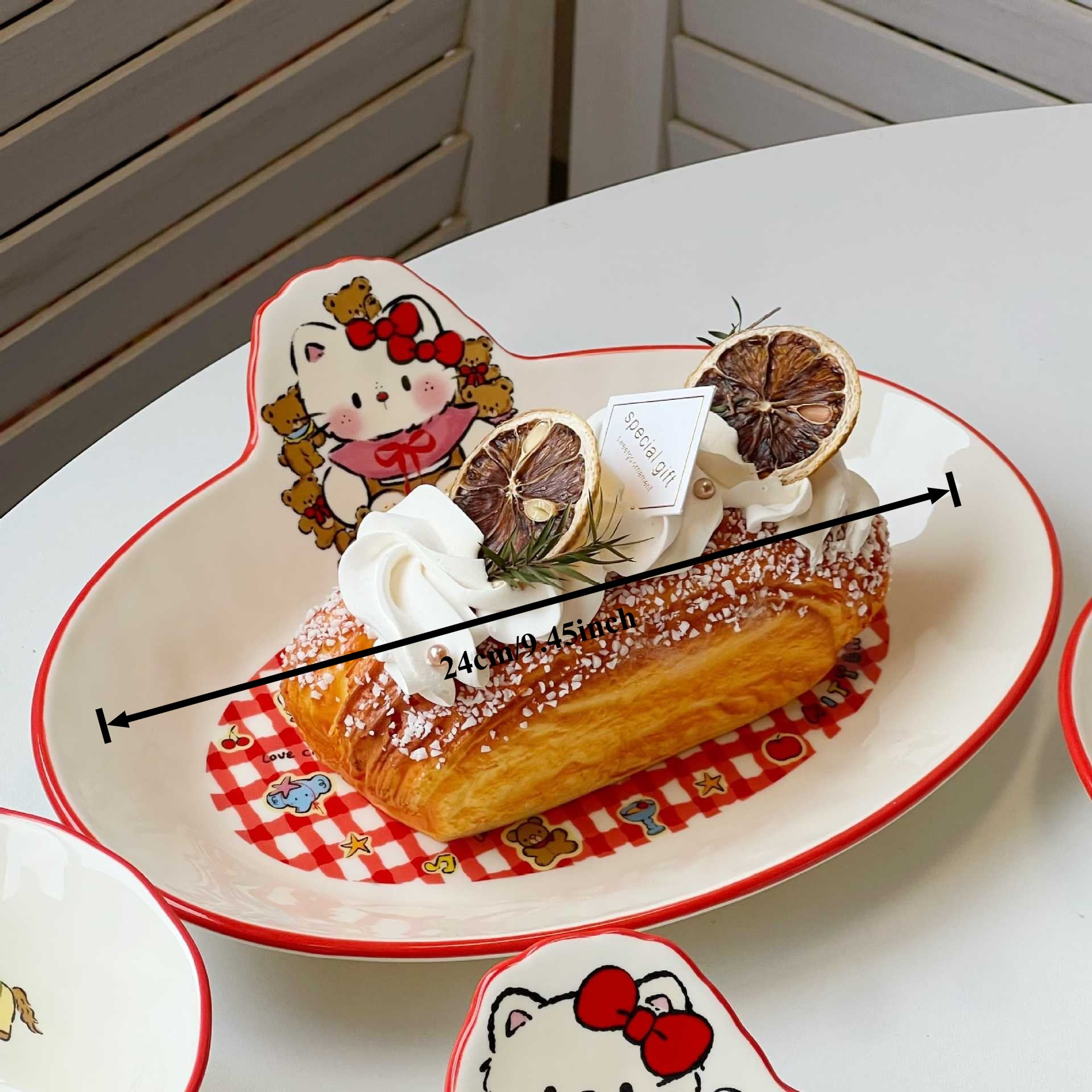 Cute Kitten Ceramic Plate Ins Style Cartoon Cat Breakfast Dessert Fruit Serving Plate