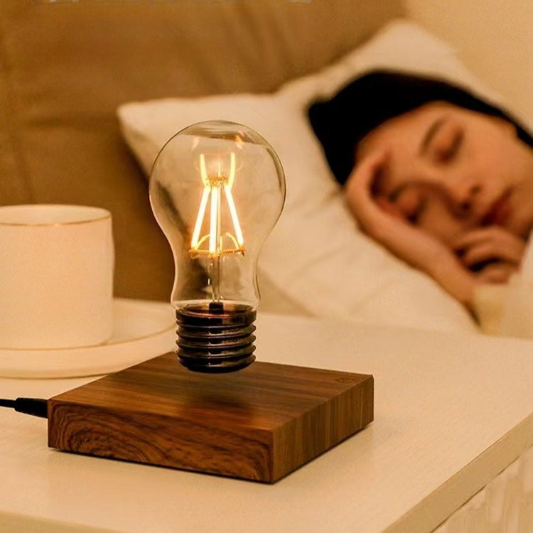 Magnetic Levitating Bulb Lamp - Touch Control LED Floating Light with Wooden Base